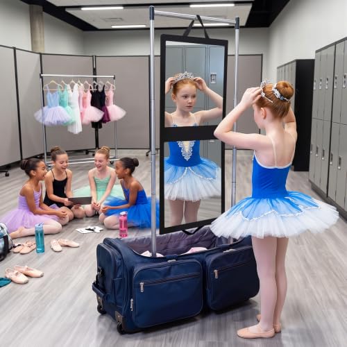Portable Foldable Hanging Dance Mirror, Travel Acrylic Full Length, Black | Fabuday Folding Body Mirror for Dress Camping Dance Competition Gifts for Kids Girls Compact Full Mirror - color: Black