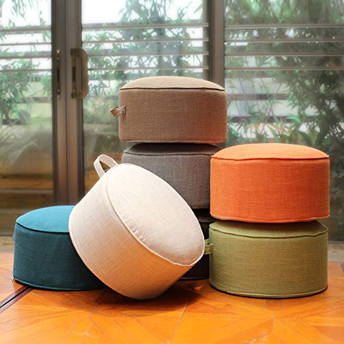 Round Pouf Foot Stools Comfortable Ottoman Floor Seat Cushion Movable Foot Rest Washable Case for Living Room, (White) - color: White