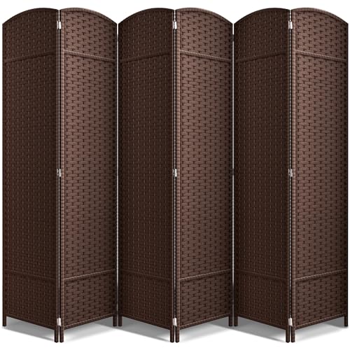 Sorbus 6 Panel Room Divider 6 ft. Tall - Privacy Screen, Extra Wide Double Hinged Panels, Mesh Hand-Woven Design, Partition Room Dividers and Folding Privacy Screens, Wall Divider for Room Separation - color: Chocolate, size: 6 Panel
