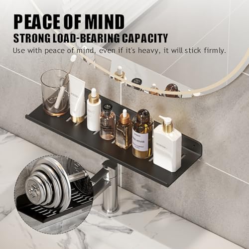 Over The Sink Shelf, Metal Wall Mounted Bathroom Countertop Organizer, Floating Shelf Organizer (2 PCS) (Black, 40CM(15.7'))