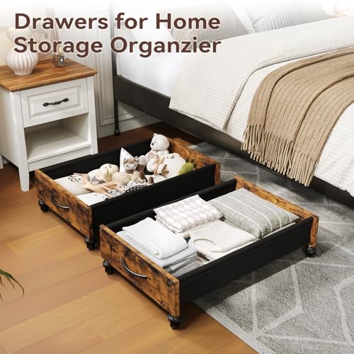 FOUCSSOMEI Under Bed Storage with Wheels, Under Bed Storage Drawers on Wheels, Metal Frame Under Bed Shoe Storage, Space-Saving for Bedroom Closet Organization - size: Normal Size
