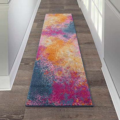 Nourison Home Passion Sunburst 2'2" x 12' Area Rug - Easy Clean, Non Shedding, Bed Room, Living Room, Dining Room, Kitchen (12' Runner) - color: Sunburst, size: 2'2" x 12' (Runner)