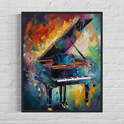 Piano Art Print Poster, Wall Art Painting Decor. Paint Splash Style Artwork. (Piano, 11x14 inches (Unframed)) - color: Piano, size: 14"L x 11"W