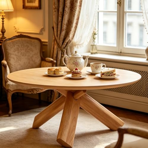 Need 40in Round Coffee Table for Living Room, Modern Wood Center Table, Heavy Duty 330 lbs Capacity Space Saving Furniture for Apartment Bedroom Small Space, Natural - color: Natural
