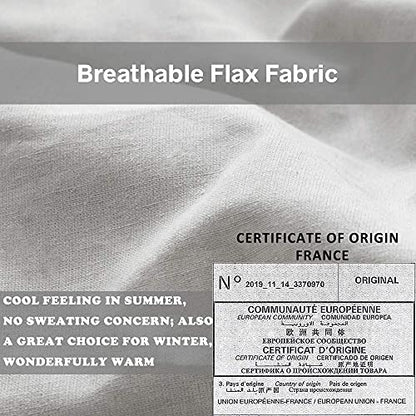 Simple&Opulence 100% Linen Duvet Cover Set with Embroidery Border Washed - 3 Pieces (1 Duvet Cover with 2 Pillow Shams) with Button Closure Soft Breathable Farmhouse - Light Grey, Queen Size - color: Light Grey, size: Queen