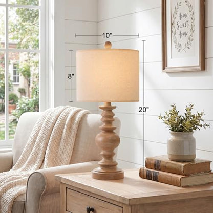 20” Small Traditional Table Lamps Set of 2 for Bedroom, Farmhouse Resin Bedside Lamps for Night Stands, Rustic Light Brown Lamps for Living Room Side Table Ideal for Compact Spaces