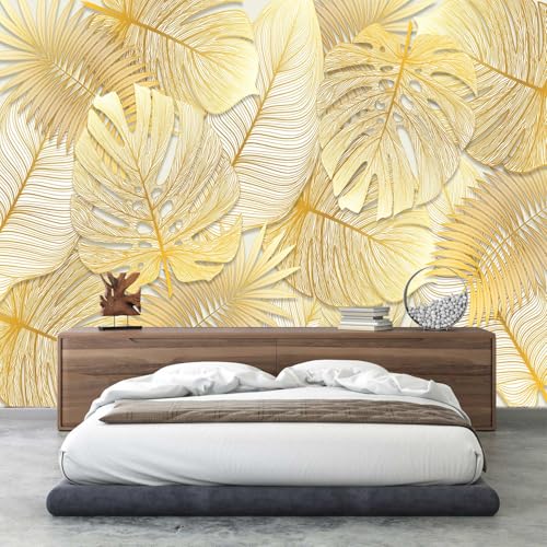 GLWYHY-Gradually Changing Gold Texture Leaf Mural Peel and stick-58 x80 | self-adhesive，Beautiful，Large Landscape，Bedroom Wallpaper，Visual 3D - color: ZZSL-07, size: 58"x80"