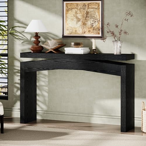 Celaform Console Table for Entryway, 47.2 Inch Long Sofa Table Behind Couch, Farmhouse Wood Style Accent Foyer Entrance Tables for Living Room, Hallway, Easy Assembly (Black) - color: Black