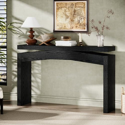 Celaform Console Table for Entryway, 47.2 Inch Long Sofa Table Behind Couch, Farmhouse Wood Style Accent Foyer Entrance Tables for Living Room, Hallway, Easy Assembly (Black) - color: Black