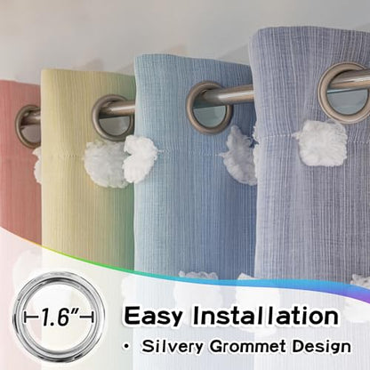 MYSKY HOME Rainbow Curtains for Boys Bedroom Kids Curtains 54 Inches Length White Pom Pom Sheer Small Window Curtains Nursery 2 Panels Double Layer Curtains Grommet Room Darkening Curtains, W52 X L54 - color: Rainbow, size: 52"W x 54"L (Pack of 2)