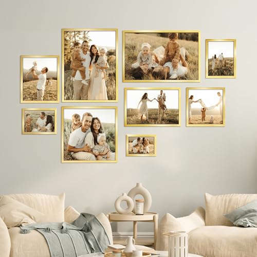 Giftgarden 4x6 Picture Frame Set of 18, Lightweight 4 by 6 Frames Bulk for Gallery Wall Photo Hanging and Tabletop Display, Gold - color: Gold*18, size: 4x6