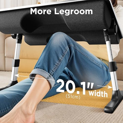 2-in-1 Bed & Lap Desk with Soft Cushion, Adjustable Height & Angle | Wrist Rest, Leather, iPad Holder & Stopper - Foldable Laptop Stand for Bed & Couch, Portable Bed Table Tray for Adults & Kids - color: Black