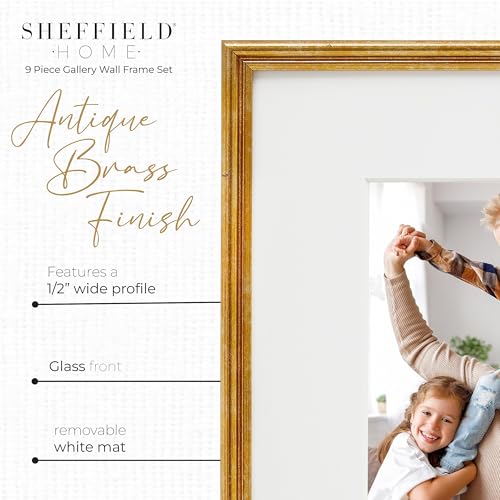 Sheffield Home 9 Piece Gallery Wall Frame Set, 12x12 Inch, Antique Bronze - color: Bronze, size: 12x12 Inch