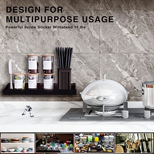 Bakzon Acrylic Wall Mount Organizer, Self Adhesive Shelves, No Drilling Hang Walls, for Bathroom, Kitchen, Living Room - Dark Brown - style: Shower Shelf-Black