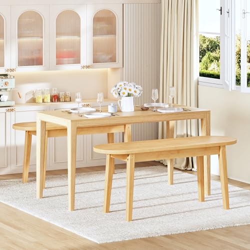 HOOBRO 39.4'' Dining Bench, Farmhouse Kitchen Table Bench, Bamboo Entryway Bench, Sturdy Dining Room Bench, Easy to Assemble, Wooden Bench for Living Room, Hallway, Bedroom, Bathroom, Natural YL19CD01 - color: Natural