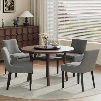 COLAMY Modern Dining Room Chairs Set of 4 with Mid Back and Wood Legs, Upholstered Kitchen Chairs for Dining Room/Living Room, Dark Grey - color: Grey, size: Set of 4