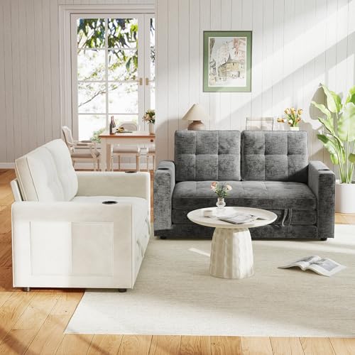 Convertible Sofa Bed, Folding Sofa Bed 2 in1 Pull Out Loveseat Sleeper Sofa, Floor Sofa Bed for Small Spaces Folding Couch Bed with Pillows for Living Room Bedroom - Grey - color: Grey