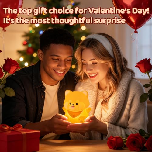 Rytinazzz Silicone Night Light for Kids, 50H Long Battery Red Panda Lamp, Cozy Gift Light for Kids, Soft Dimmable Bedside Light, Rechargeable Tap Control - color: Red Panda