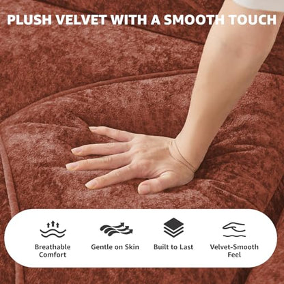 Red Loveseat Sectional Couches for Living Room, Velvet Fabric Boneless Couch, No Assembly Cloud Modular Sectional Sofa Love Seat with 1 Ottoman, Foam Couch Compressed Sofa Set, Sofas para Sala - color: Red, size: 2 Seater + 1 Ottoman
