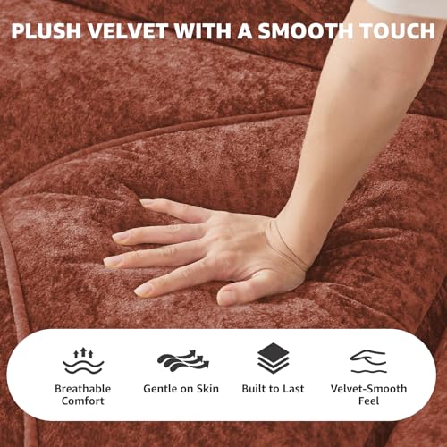 Red Loveseat Sectional Couches for Living Room, Velvet Fabric Boneless Couch, No Assembly Cloud Modular Sectional Sofa Love Seat with 2 Ottoman, Foam Couch Compressed Sofa Set, Sofas para Sala - color: Red, size: 2 Seater + 2 Ottoman