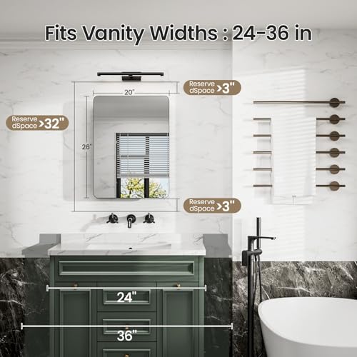 20x26 Black Medicine Cabinet with Mirror, Recessed & Surface Mount | Bathroom mirror with storage: 6 adjustable shelves fit tall bottles; DTC soft-close hinges; rust-resistant aluminum - size: 20" x 26"