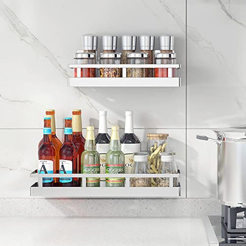 2PCS Kitchen Spice Rack, SUS304 Stainless steel Wall Mount Storage Rack, Seasoning Container, 15.7Inch Spice Organizer, Kitchen Seasoning Hanging Rack, Bathroom Shelf for Storing Toiletries - size: 15.7Inch 2PC