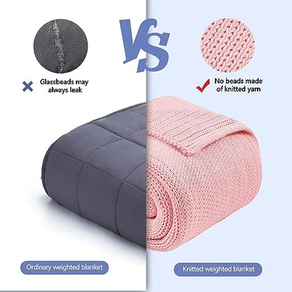 L'AGRATY Knitted Weighted Blanket - 48"x72" 12lbs Cooling Chunky Knit Heavy Blanket for Adults Braided Crochet Throw Thick Cable Yarn Knit Decorative No Beads Evenly Weighted Machine Washable | No Beads Evenly Weighted Machine Washable Chunky Braided Croc