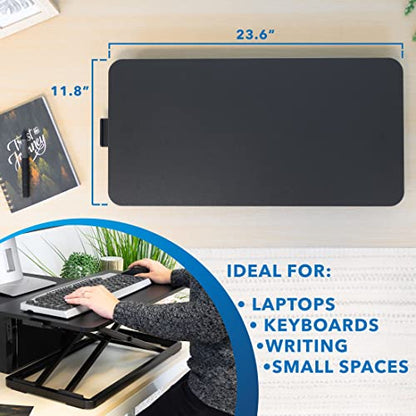 Mount-It! Standing Keyboard Tray, Height Adjustable Keyboard and Mouse Riser for Desk, Sit Stand Keyboard Platform, Large 23.6" x 11.8” Surface for Keyboard, Mouse or Laptop
