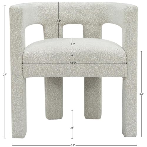 Meridian Furniture Athena Collection Modern | Contemporary Boucle Fabric Upholstered Accent | Dining Chair, 25" W x 21" D x 27" H, Cream - color: Cream