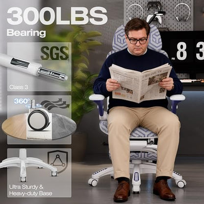 X100 Ergonomic Mesh Office Chair with Footrest, Big and Tall Home Desk Chair with 5D Flip-Up Arms, Adjustable 3D Lumbar Support, Gaming & Executive Computer Chair (Cybernetic Pulse) - color: Cybernetic Pulse