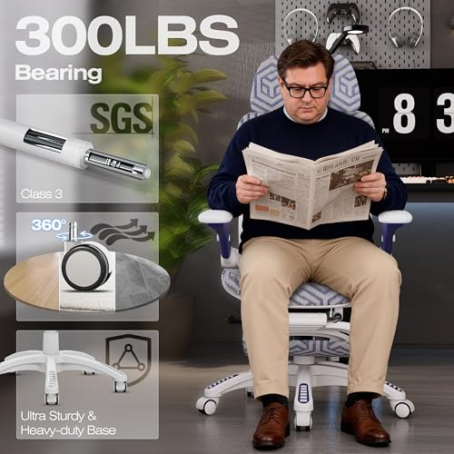 X100 Ergonomic Mesh Office Chair with Footrest, Big and Tall Home Desk Chair with 5D Flip-Up Arms, Adjustable 3D Lumbar Support, Gaming & Executive Computer Chair (Cybernetic Pulse) - color: Cybernetic Pulse