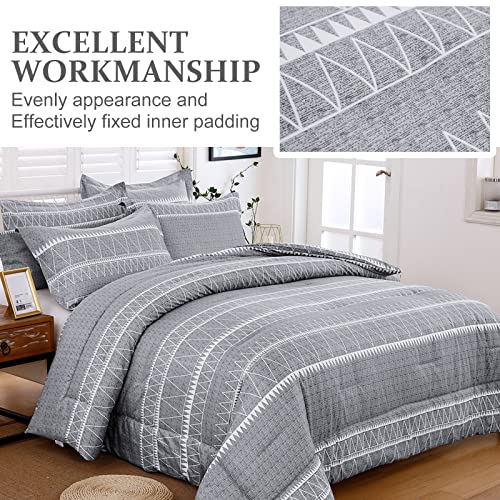 WONGS BEDDING Grey Comforter Set Twin, Reversible Gray Boho Down Alternative Comforter Set for All Season - 2 Pieces (1 Comforter + 1 Pillowcase), Microfiber Bedding Filling Duvet Set 68"x86" - color: Gray, size: Twin