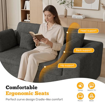 Luxanimarion 85'' Loveseat Sofa, Cloud Boneless Couches for Living Room, 2 Seater Modular Sectional Sofa,Oversized,DarkGary Chenille - color: Dark Gary, size: Love Seat