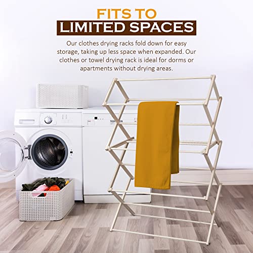 Peaceful Classics Wooden Laundry Rack - Amish Handmade Wooden Clothes Drying Rack - Foldable Drying Rack for Towel, Blanket, Linen Household Essentials - for Indoor Or Outdoor Use (38" x 30" x 13") - size: Small