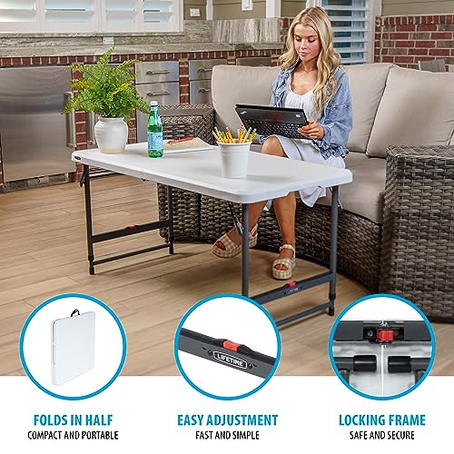 LIFETIME Height Adjustable Folding Table, 4 Foot