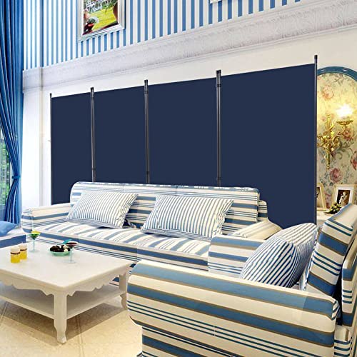 4 Panel Folding Room Divider, Sturdy Frame Freestanding Wall Divider - color: Navy Blue, size: 4 Panel