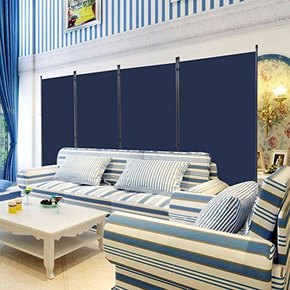 4 Panel Folding Room Divider, Sturdy Frame Freestanding Wall Divider - color: Navy Blue, size: 4 Panel