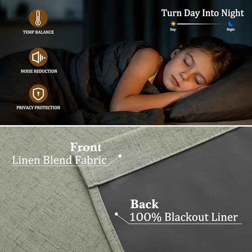 Sage Green 100% Blackout Kitchen Linen Curtains Back Tab 30 Inch Length Privacy Elegant Mini Cafe Curtain for Rustic Farmhouse Bathroom Thermal Insulated Bath Room Over Sink Drape 26x30 - color: Sage Green, size: 26"W x 30"L (Pack of 2)