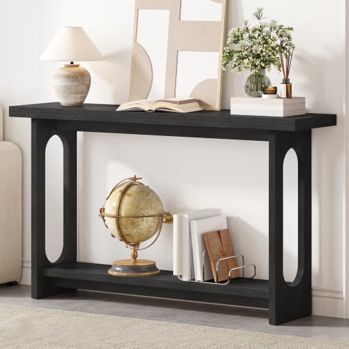Black Entryway Table, 55‘’ Narrow Wood Console Table Entrance Tables for Front Door Sofa Tables for Entryway, Living Room