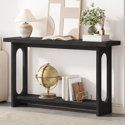 Black Entryway Table, 55‘’ Narrow Wood Console Table Entrance Tables for Front Door Sofa Tables for Entryway, Living Room