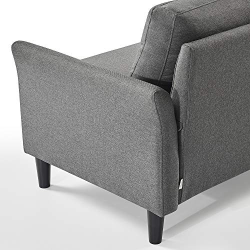 ZINUS Jackie Loveseat Sofa, Easy, Tool-Free Assembly, Dark Grey - color: Dark Grey, style: Loveseat