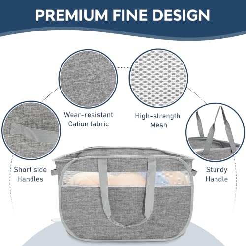 100L Collapsible Laundry Baskets, Foldable Dual Handles Laundry Hamper Grey | Lightweight, Easy to Carry, Up and Downstairs, Tear-Proof, Space-saving, for Laundry Room, Bedroom, Bathroom, Travel, Dorm - color: 100L Gray
