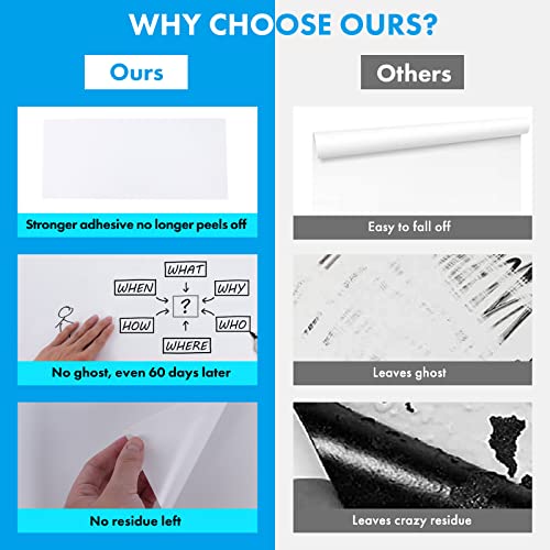 HAMIGAR White Board Sticker for Wall 48" x 79" Dry Erase Adhesive Paper | Dry Erase Board Wallpaper, Peel and Stick, Contact Paper Adhesive, No Ghost, can be Cut, Includes 1 Marker, Office Classroom - size: 79"W x 48"H