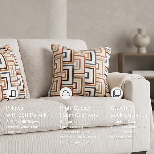 Signature Design by Ashley Aviemore Chenille Loveseat Sofa - Stone Beige | Stone beige loveseat, Textured polyester chenille, Sag-resistant platform foundation, 62 in profile, No assembly required - color: Stone, style: Loveseat