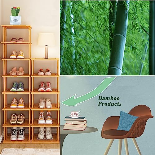 5-Tier Bamboo Narrow Shoe Rack | Stackable 5-tier bamboo shoe rack,minimalist and sturdy.Fits narrow entryway, garage,corner,bedroom,hallway. Space-saving.