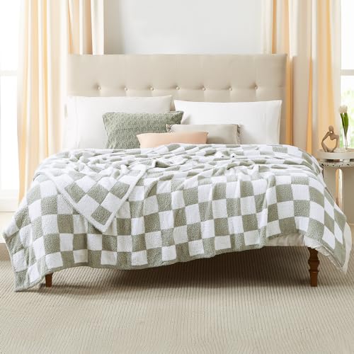 Soft Queen Blanket for Bed-Cozy Warm Reversible Knitted Blankets | Lightweight Fluffy Decor for Women, Mom, Her & Girls, Sofa, Chair, Couch, 90x90in, Sage Green - color: Aloe Sage, size: Queen(90"x90")