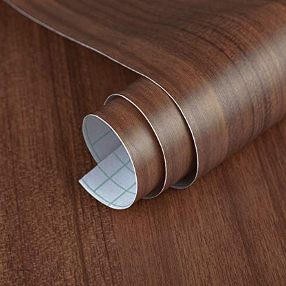 BAYYA Extra Wide Wood Grain Peel and Stick Wallpaper Brown Thick 31.5x157inch Light Walnut Contact Paper for Cabinets Self-Adhesive Waterproof Furniture Stickers Tan Wood Vinyl Wrap Counter Top Covers | Light Walnut Contact Paper for Cabinets Self-Adhesiv