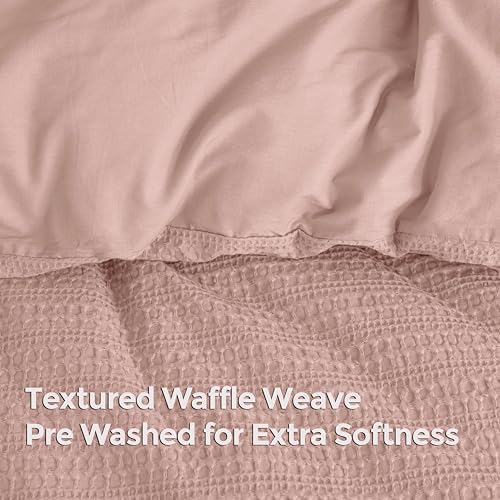Dreamology Queen Duvet Cover Set, Waffle Duvet Cover, 100% Cotton Waffle | Duvet Cover Set with Zipper Closure, Soft Textured & Breathable Duvet Cover Queen,Bedding Set 3 Pieces (Dusty Pink) - color: Dusty Pink, size: Queen