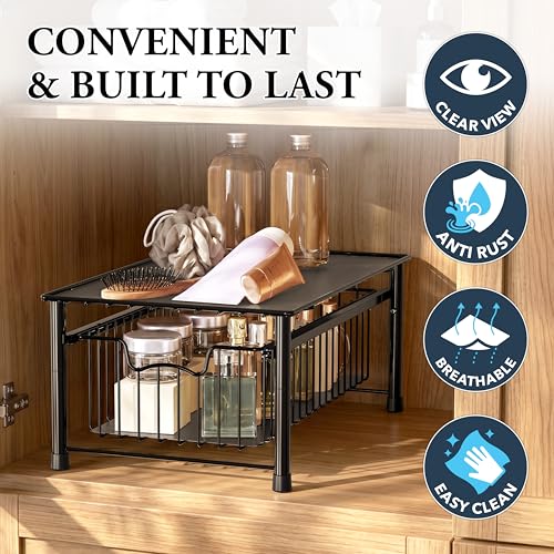 Simple Houseware Stackable Basket Drawer, Black - color: Black, size: 1-tier