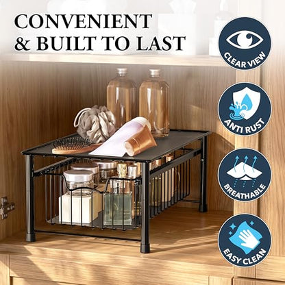 Simple Houseware Stackable Basket Drawer, Black - color: Black, size: 1-tier
